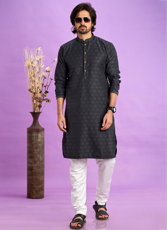 Art Silk Grey Festival Wear Jacquard Kurta Pajama